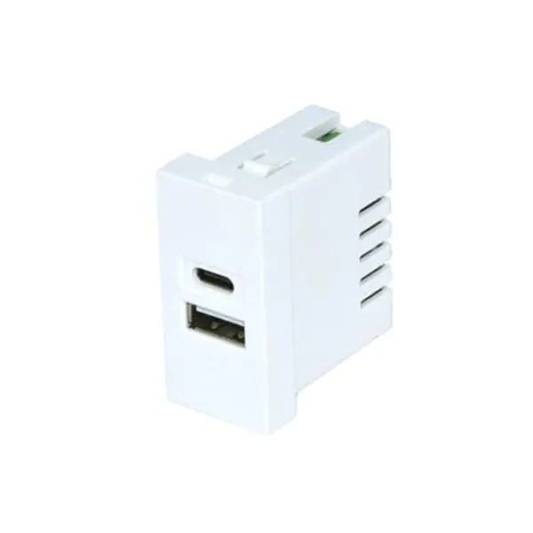 Twin Port TypeA+C USB-opladerstikmodul