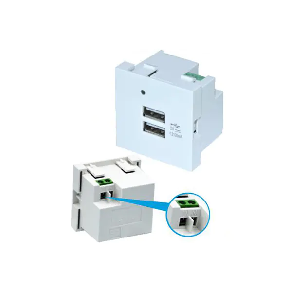 TypeA+A USB-opladerstikmodul med LED-lys 2,1A